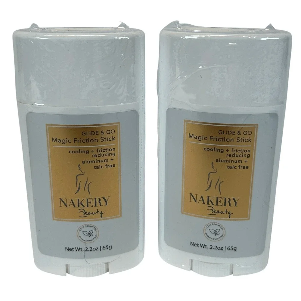 Nakery Beauty Glide & Go Magic Friction Stick 2.2oz 2-Pack Aluminum Talc Free